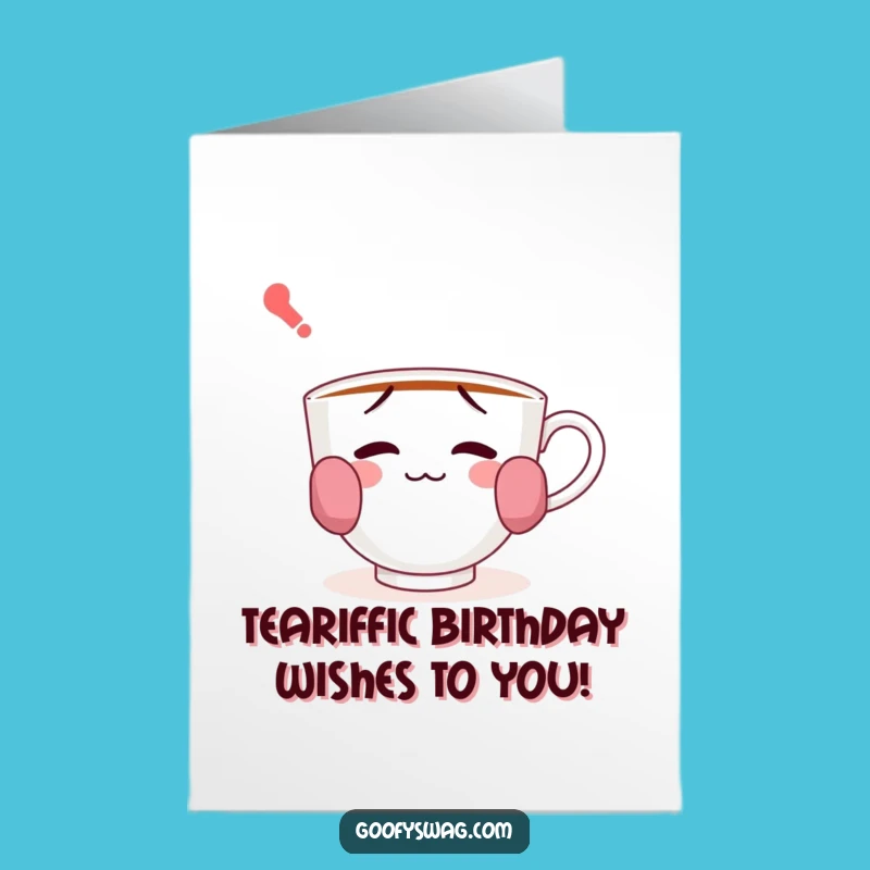 Free Printable Birthday Card: Sock Handles Teacup, Funny Downloadable Gift for Quirky Celebrations