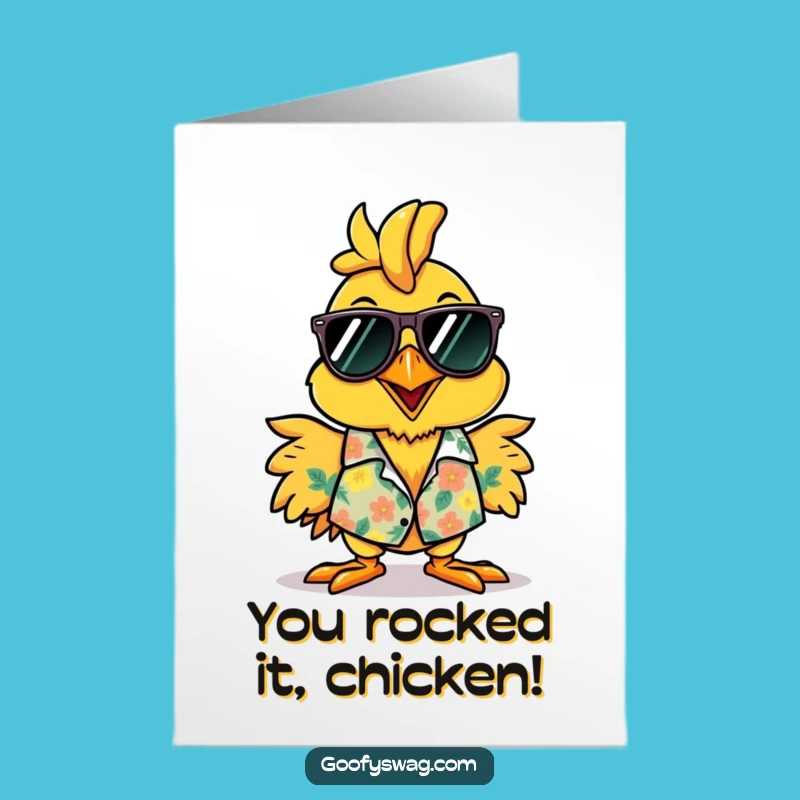 Free Printable Congrats Card: Rubber Chicken Celebrates Humorous Downloadable Gift