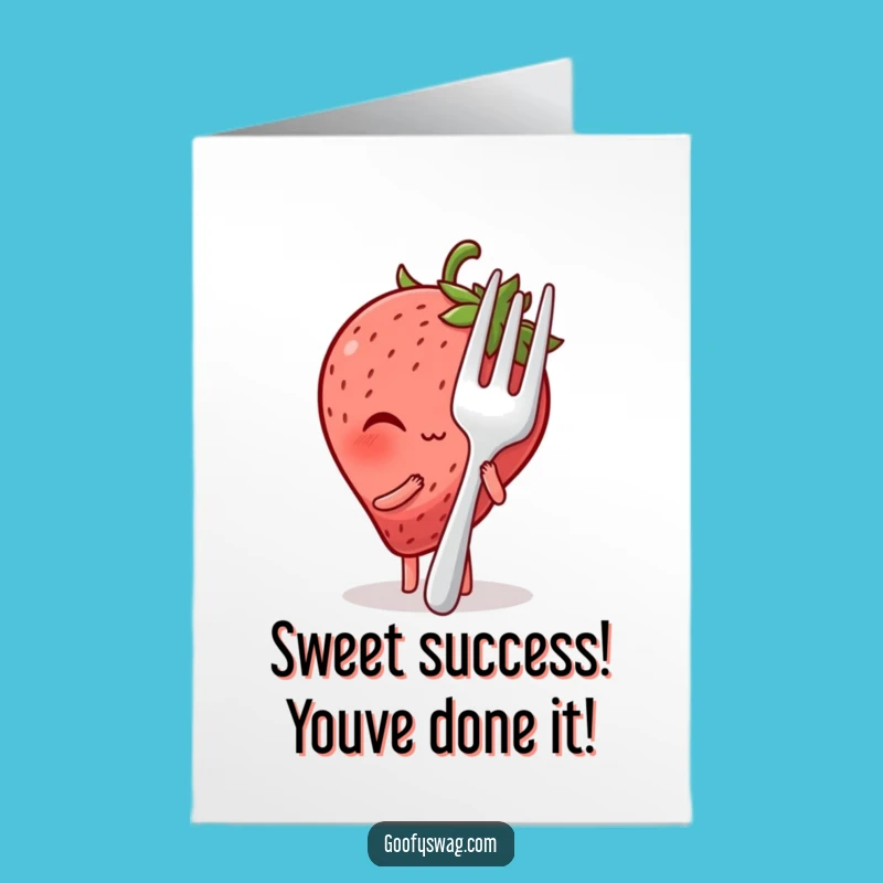 Free Printable Congratulations Card: Funny Strawberry Shy - Downloadable & Print-at-Home