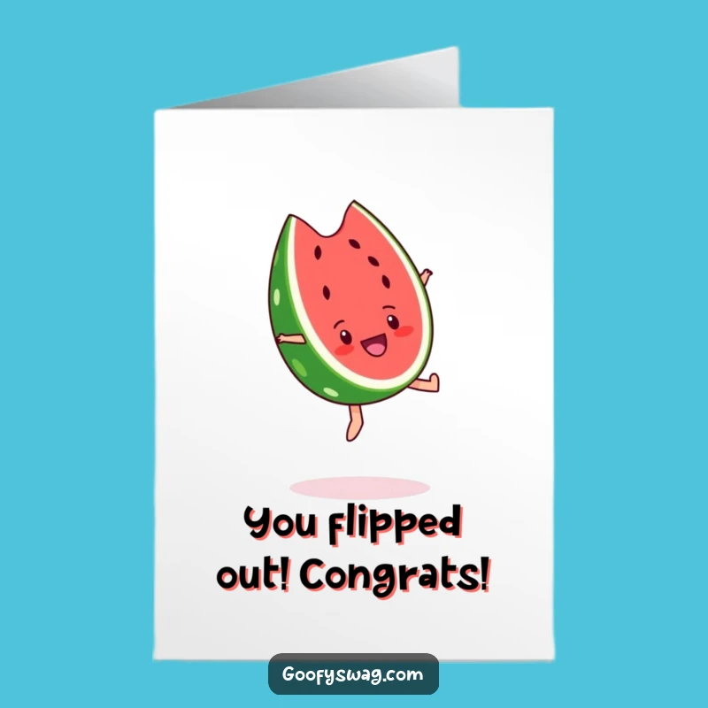Free Printable Watermelon Backflip Congrats Card: Enthusiastic Downloadable Gift for Big Wins