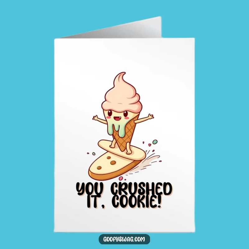 Free Printable Congrats Card: Ice Cream Cookie Surf, Hilarious Downloadable Gift for Success