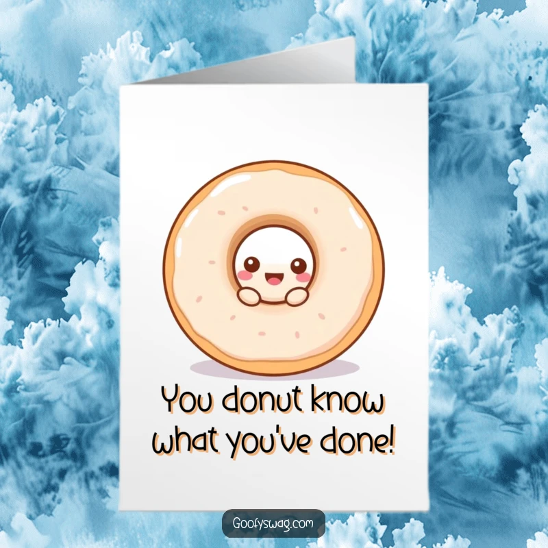 Funny Free Printable Congratulations Card: A small doughnut peeks from a large doughnut, conveying sweet surprise.