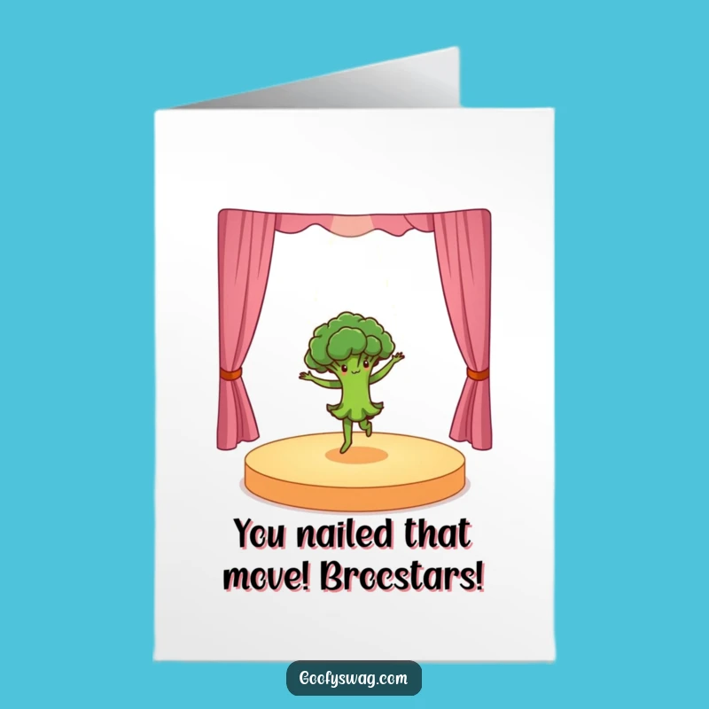 Free Printable Congrats Card: Broccoli's Ballet Bow - Humorous Downloadable
