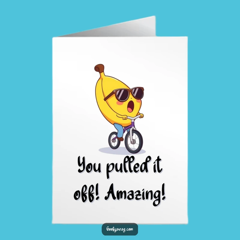 Free Printable Banana Unicycle Congrats Card: Hilarious Downloadable Gift for Any Occasion