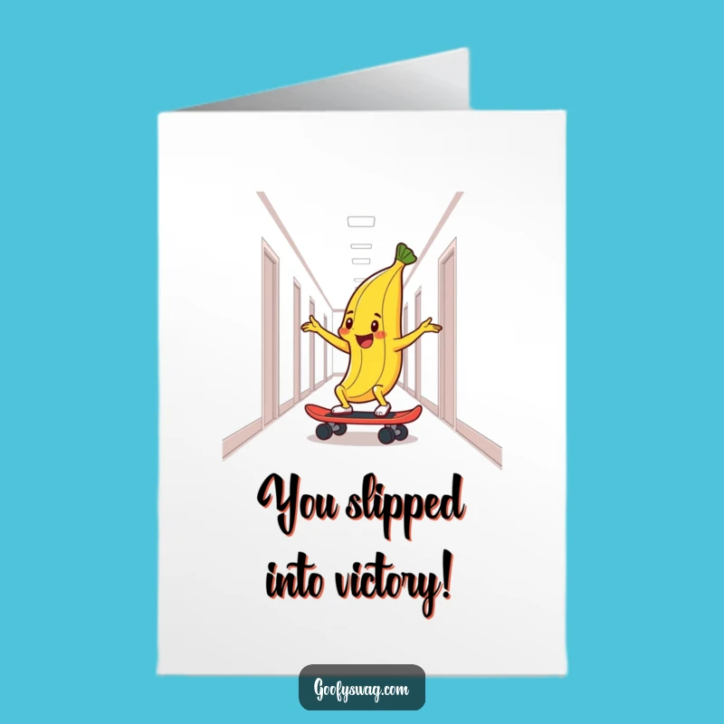 Free Printable Congrats Card: Banana Peel Skater, Hilarious Downloadable Gift for Smooth Sailing