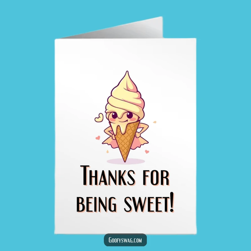 Free Printable Thank You Card: Melting Ice Cream Hero Funny Downloadable