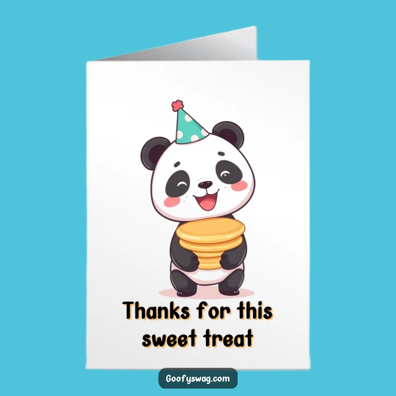 Free Printable Thank You Card: Panda Pancake Stack Gratitude - Humorous Downloadable Gift