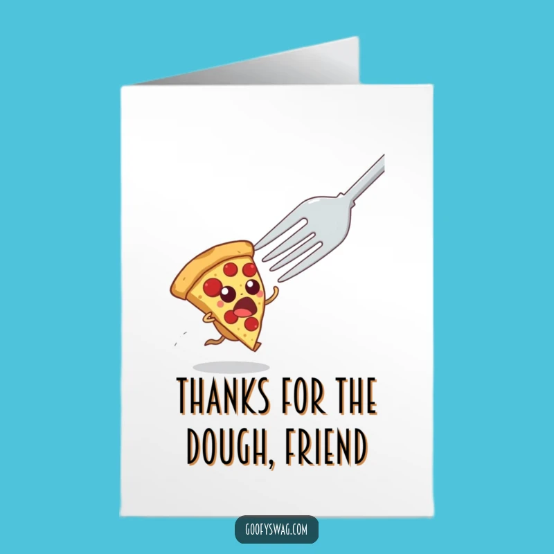 Free Printable Thank You Card: Pizza Flees Fork, A Funny Downloadable Gift of Gratitude
