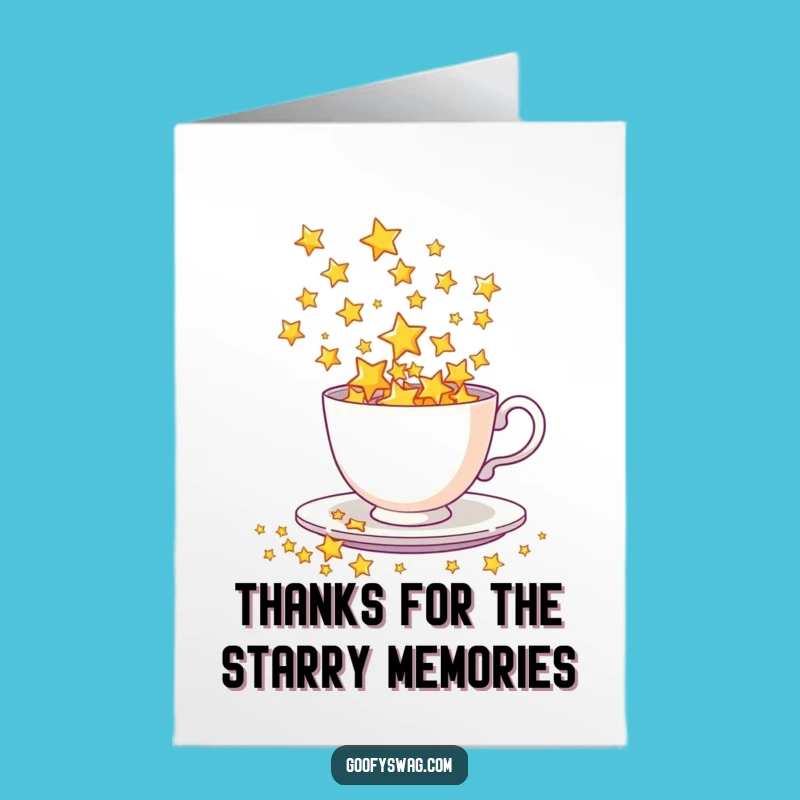 Free Printable Thank You Card: Starry Teacup Spill Funny Downloadable Gift of Gratitude