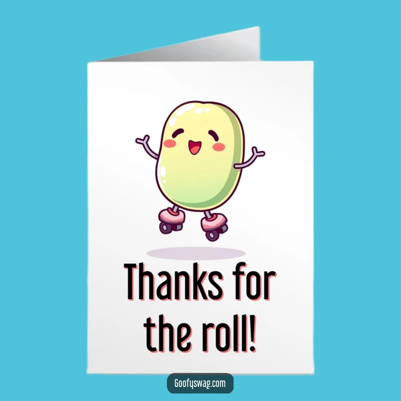 Free Printable Thank You Card: Wobbly Jelly Bean Skater Appreciation Humorous Downloadable Gift