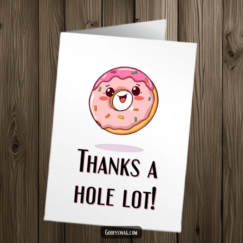 Funny Free Printable Thank You Card: A wobbly jelly doughnut comically tries to balance on a single bite.