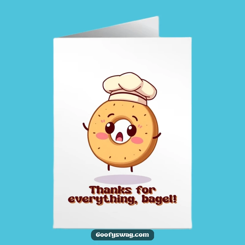 Free Printable Bagel Thank You Card: Funny Chef Hat Design, Perfect Downloadable Gift