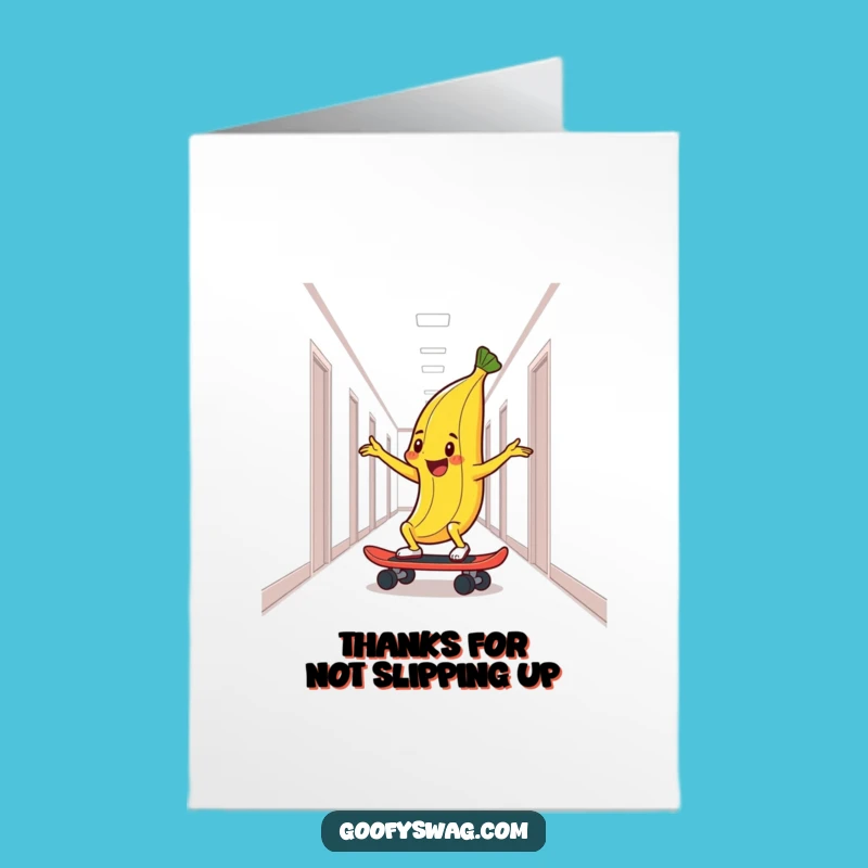 Free Printable Thank You Card: Banana Peel Skater, A Funny Downloadable Gift of Thanks