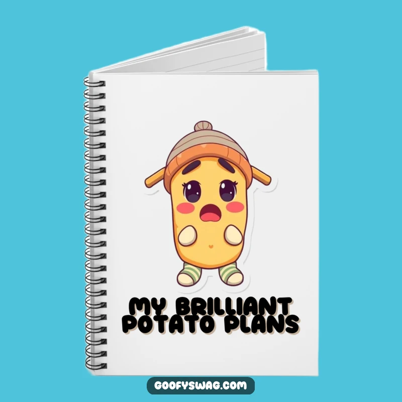 Funny Potato Notebook - Journal Surprised Spud Beanie Pad