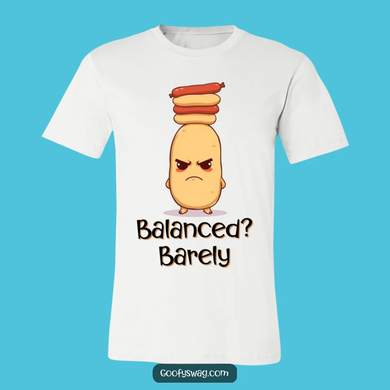 Funny Grumpy Potato Hot Dog T-Shirt - Comedic Comfort & Style