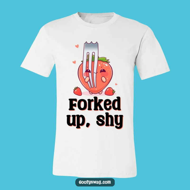 Funny Strawberry Fork T-Shirt: Blushing Berry Hiding, Perfect Gift for Berry Fans
