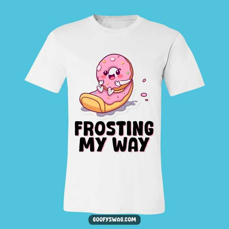 Funny Donut Slide T-Shirt: Playful Zooming Character, Perfect Gift for Dessert Lovers