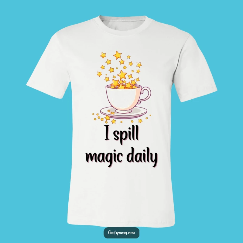 Funny Star Spill T-Shirt - Celestial Teacup Cosmic Shower Tee