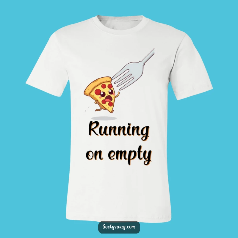 Funny Startled Pizza Slice T-Shirt - Comedic Food Escape Wear