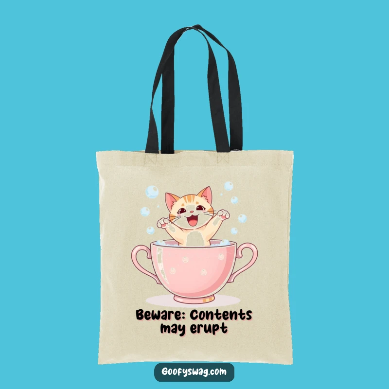 Funny Cat Teacup Tote Bag: Carry Your Laughs in Style, Hilarious Everyday Accessory