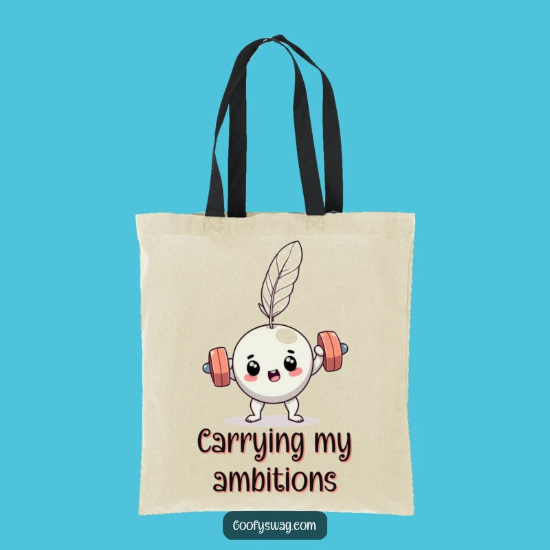 Funny Dumbbell Feather Lift Tote Bag - Hilarious Gym Carryall Gift