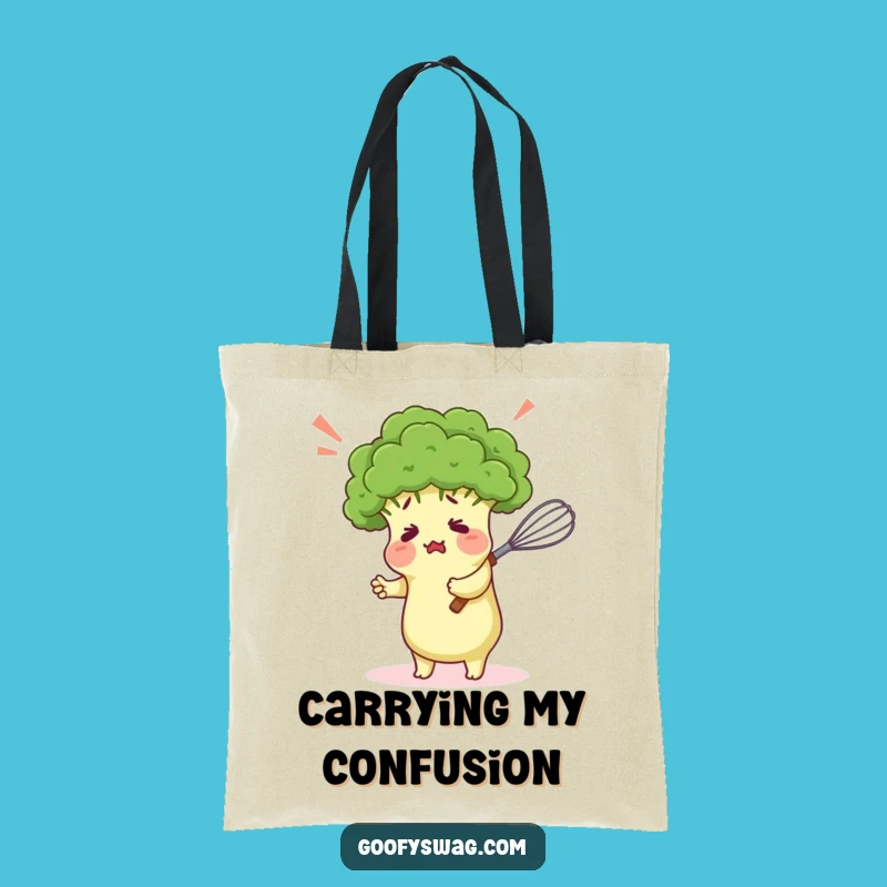 Funny Broccoli Hugging Whisk Tote Bag - Quirky Shopping Companion Gift