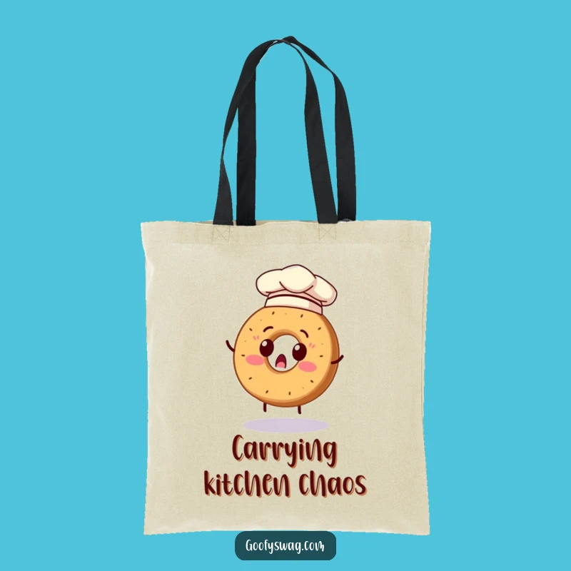 Funny Bagel Chef Tote Bag: Carry Your Laughs with this Surprised Flipping Design