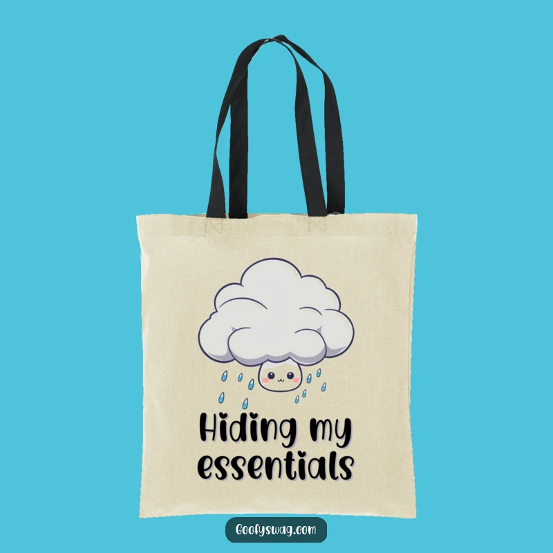 Funny Shy Rain Drop Tote Bag - Cute Weather Accessory Gift for Essentials